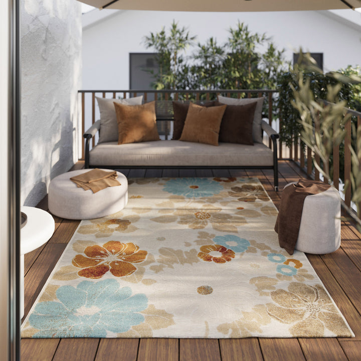 Beach Flower Outdoor beige Kurzflor rechteckig