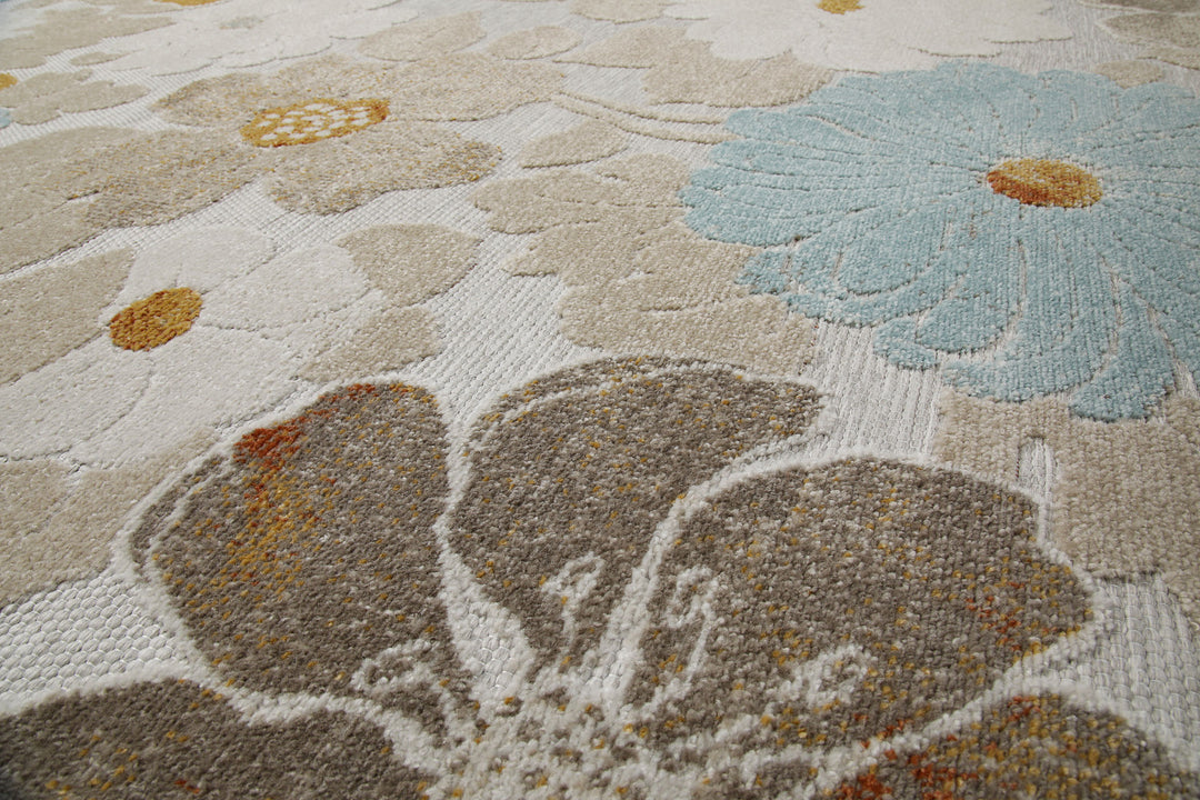 Beach Flower Outdoor beige Kurzflor rechteckig