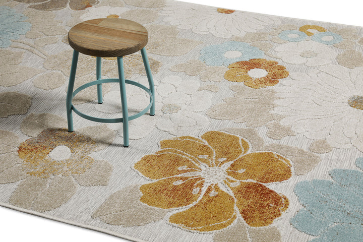 Beach Flower Outdoor beige Kurzflor rechteckig