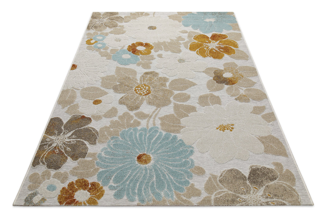 Beach Flower Outdoor beige Kurzflor rechteckig