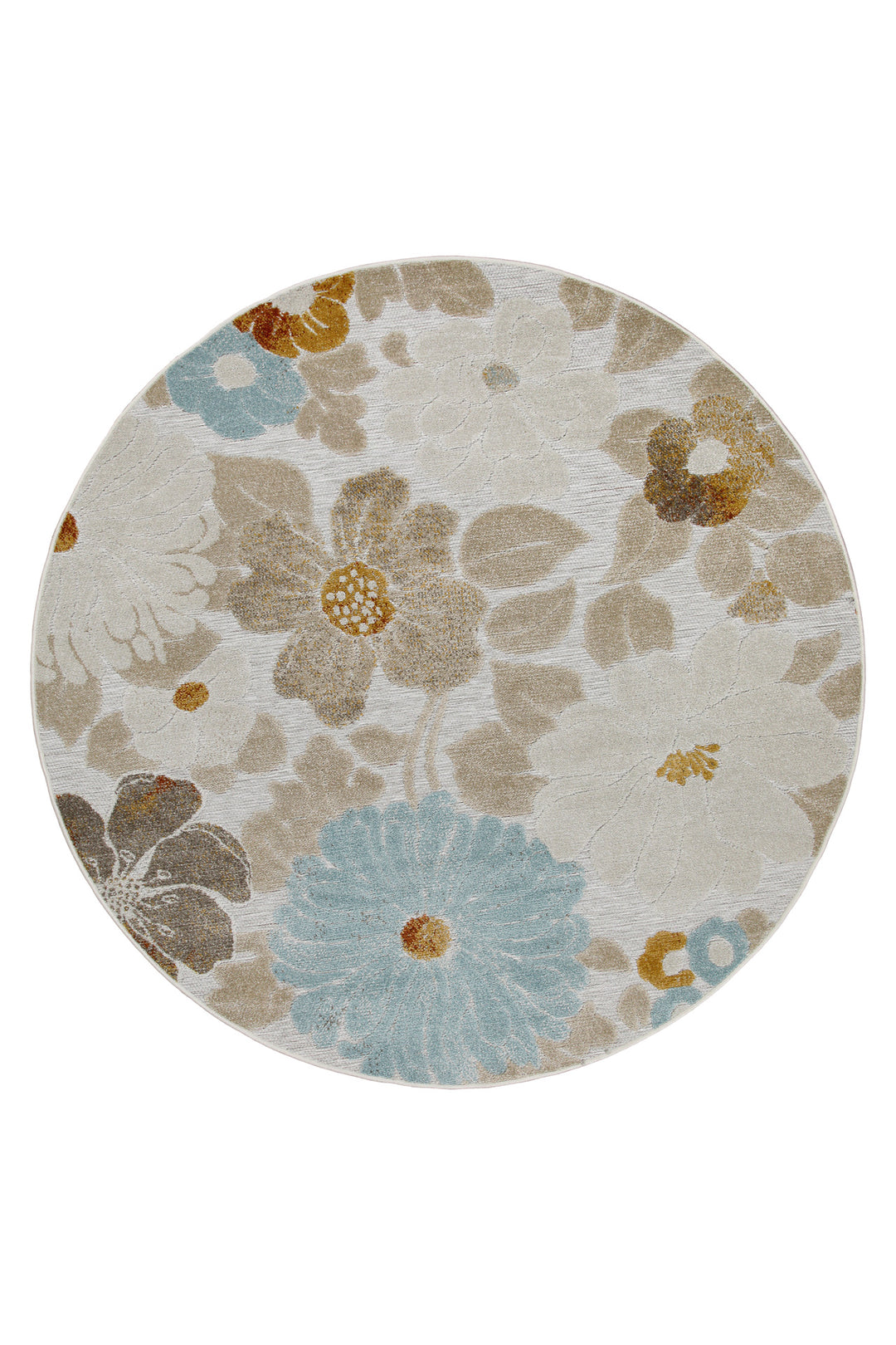 Beach Flower Outdoor beige Kurzflor rund