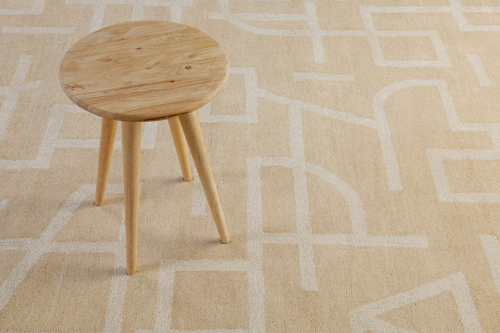 Kurzflor Teppich aus Schurwolle Sand Beige "Beatrice" WECONhome