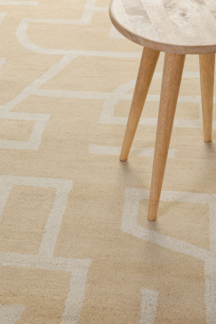 Kurzflor Teppich aus Schurwolle Sand Beige "Beatrice" WECONhome