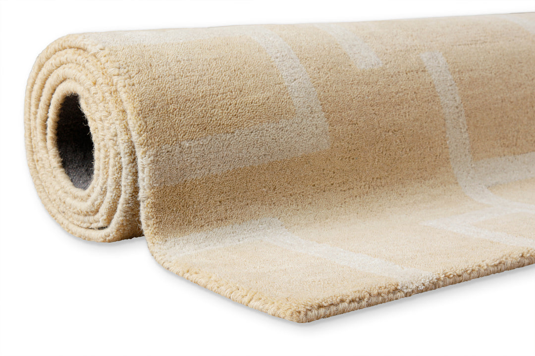 Kurzflor Teppich aus Schurwolle Sand Beige "Beatrice" WECONhome