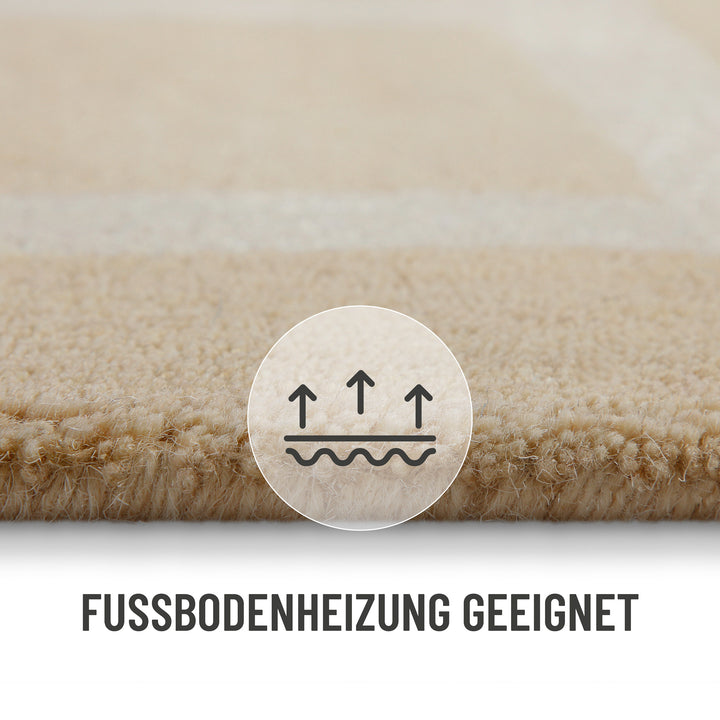 Kurzflor Teppich aus Schurwolle Sand Beige "Beatrice" WECONhome