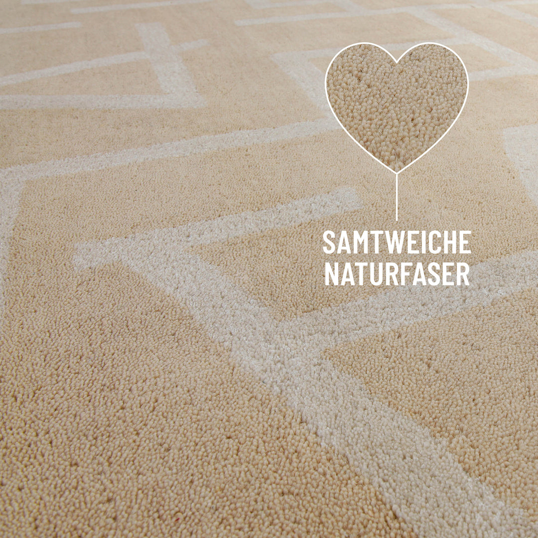 Kurzflor Teppich aus Schurwolle Sand Beige "Beatrice" WECONhome