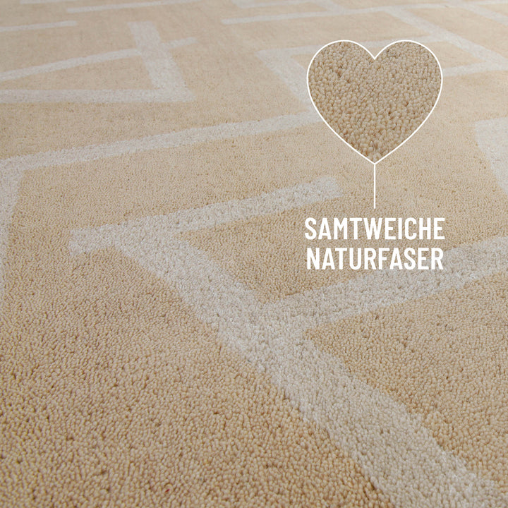 Kurzflor Teppich aus Schurwolle Sand Beige "Beatrice" WECONhome