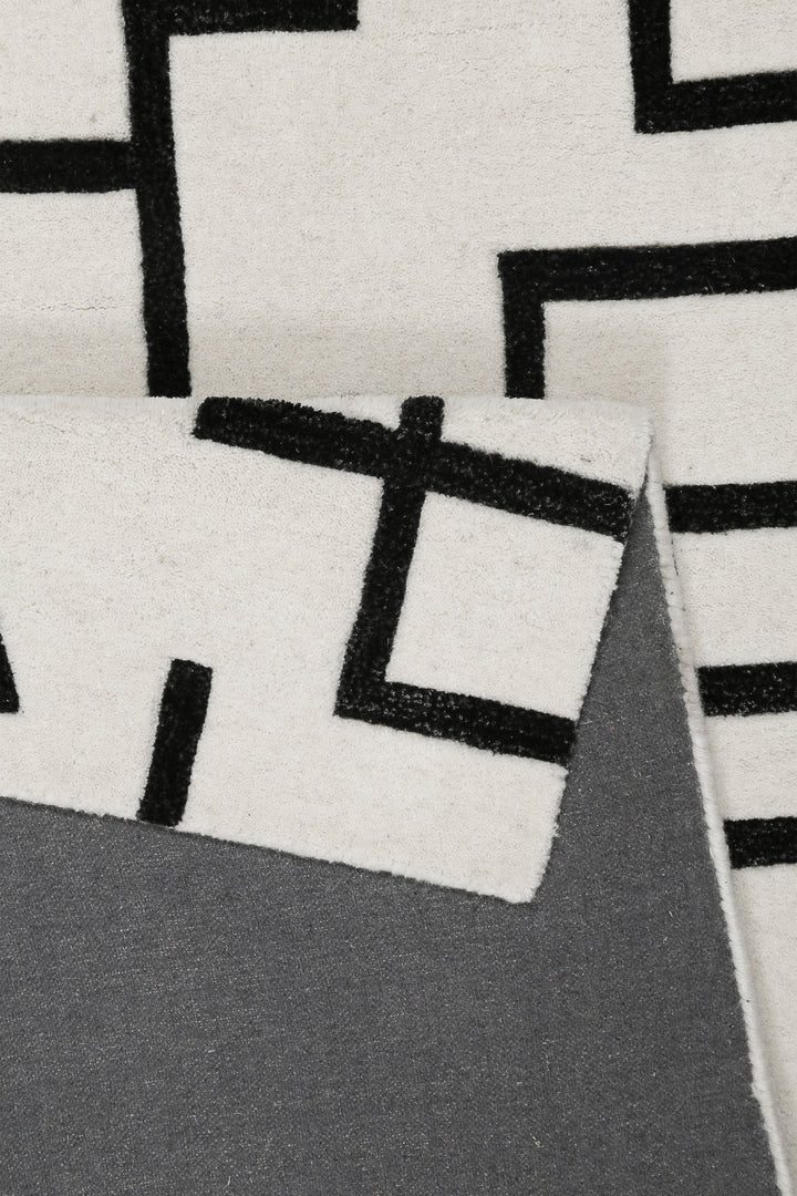 Kurzflor Teppich aus Schurwolle Creme Weiß "Beatrice" WECONhome