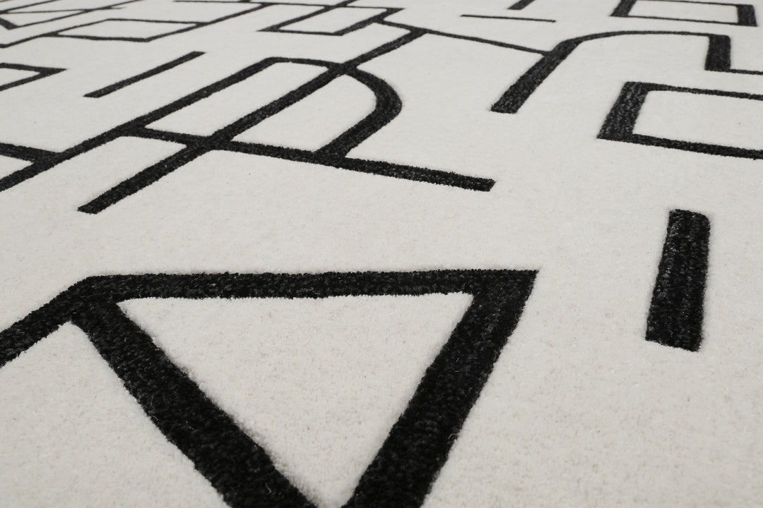 Kurzflor Teppich aus Schurwolle Creme Weiß "Beatrice" WECONhome