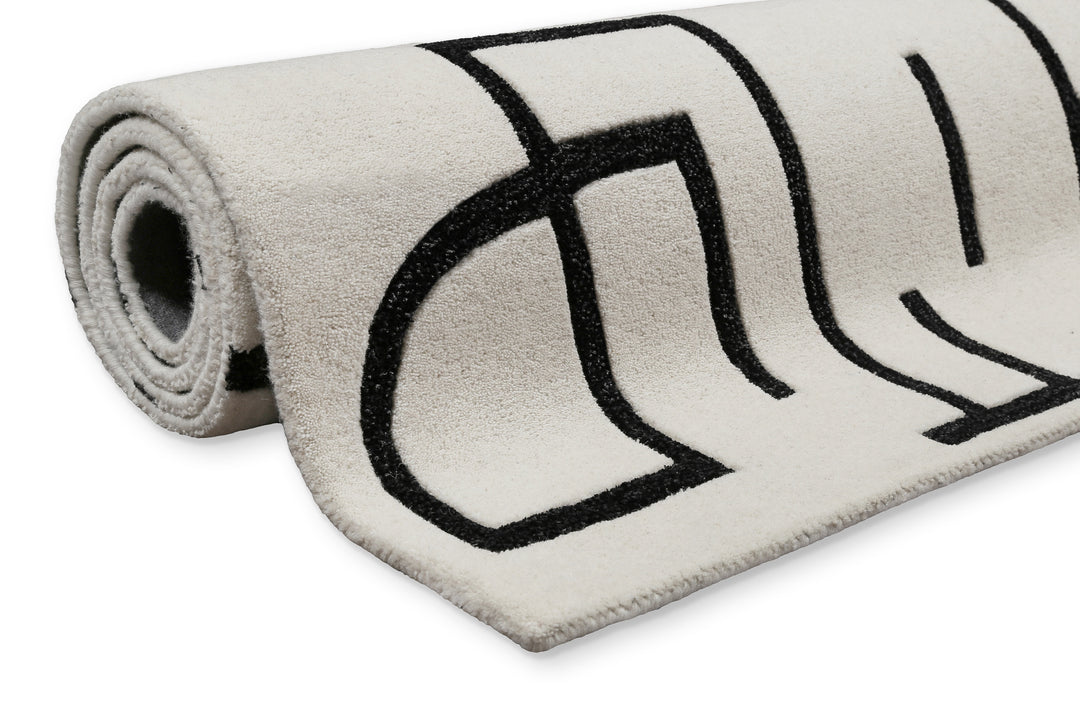 Kurzflor Teppich aus Schurwolle Creme Weiß "Beatrice" WECONhome