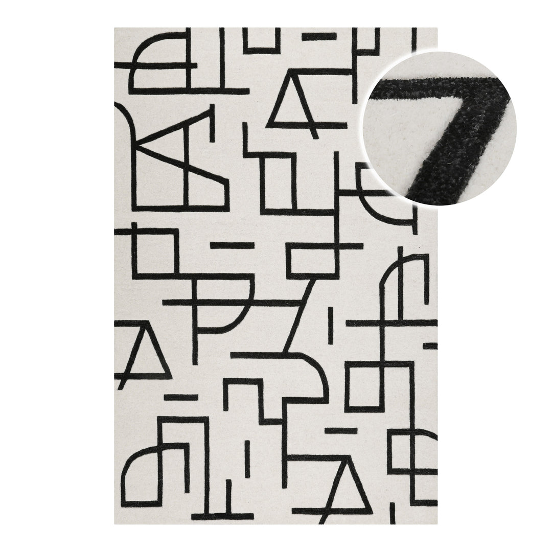 Kurzflor Teppich aus Schurwolle Creme Weiß "Beatrice" WECONhome