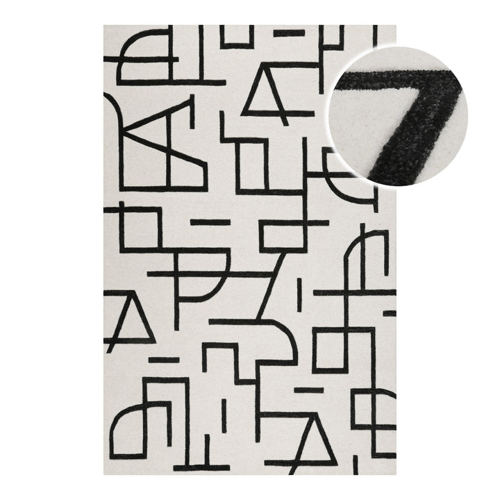 Kurzflor Teppich aus Schurwolle Creme Weiß "Beatrice" WECONhome