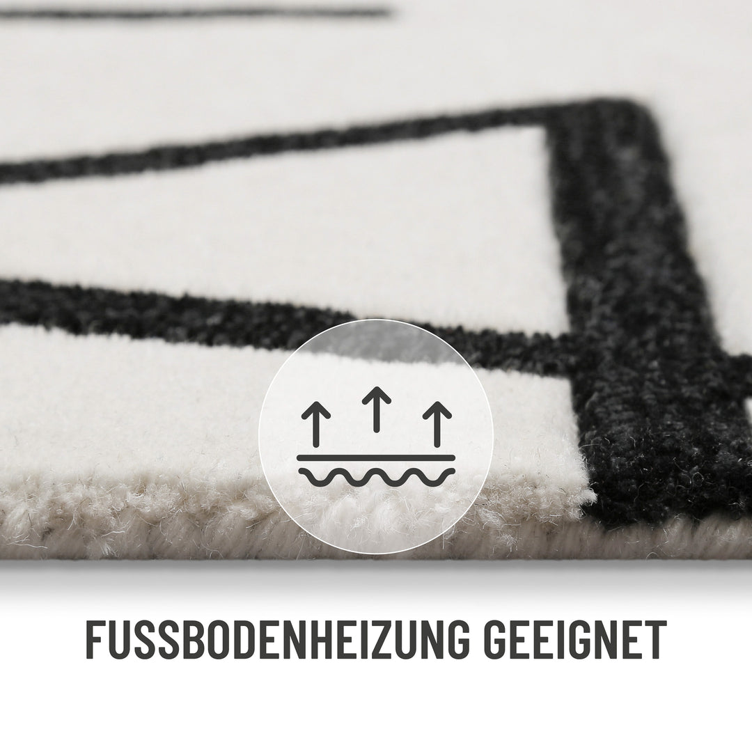 Kurzflor Teppich aus Schurwolle Creme Weiß "Beatrice" WECONhome