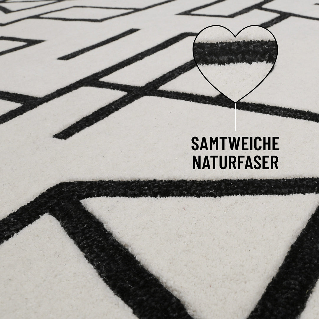 Kurzflor Teppich aus Schurwolle Creme Weiß "Beatrice" WECONhome