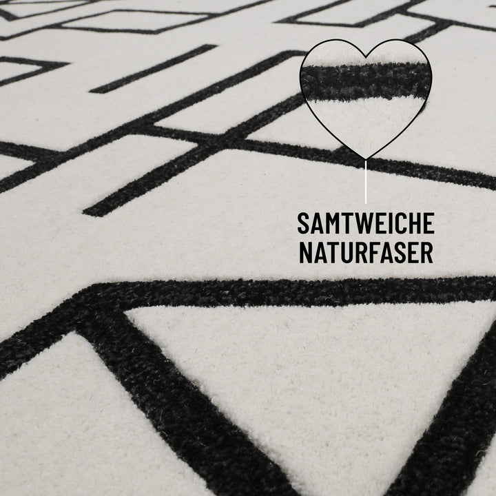 Kurzflor Teppich aus Schurwolle Creme Weiß "Beatrice" WECONhome