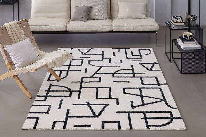 Kurzflor Teppich aus Schurwolle Creme Weiß "Beatrice" WECONhome