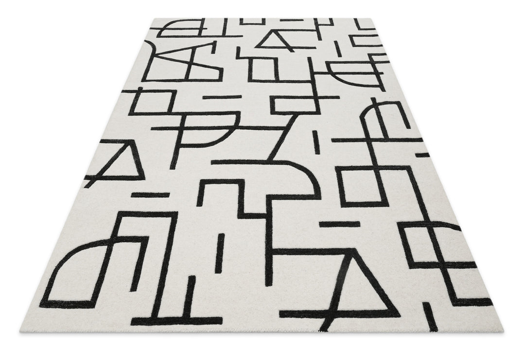 Kurzflor Teppich aus Schurwolle Creme Weiß "Beatrice" WECONhome