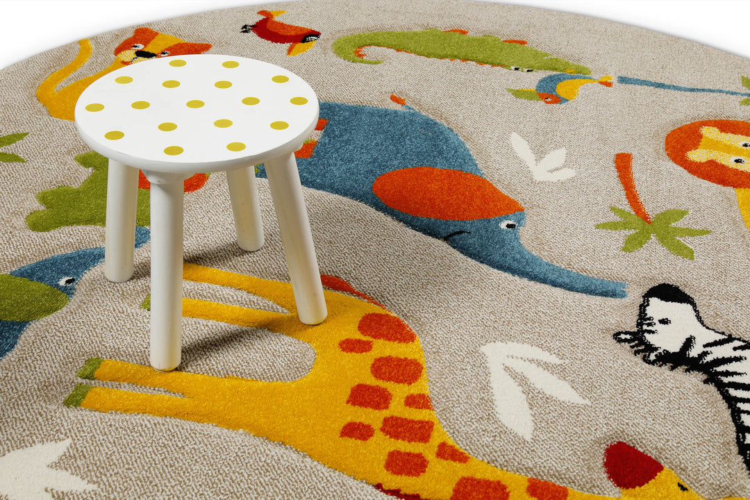 Benny & Friends Teppich sand beige meliert Kurzflor rund