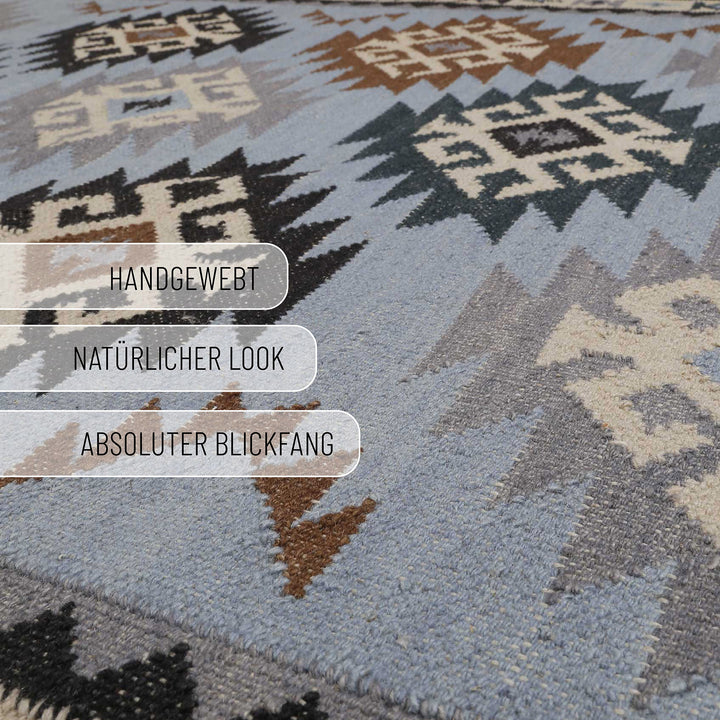 Blancard Teppich hellblau Kurzflor rechteckig