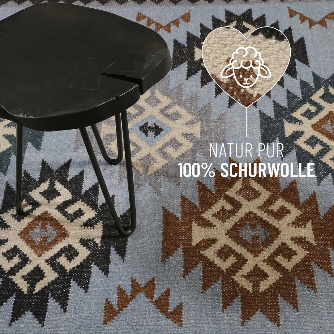 Blancard Teppich hellblau Kurzflor rechteckig