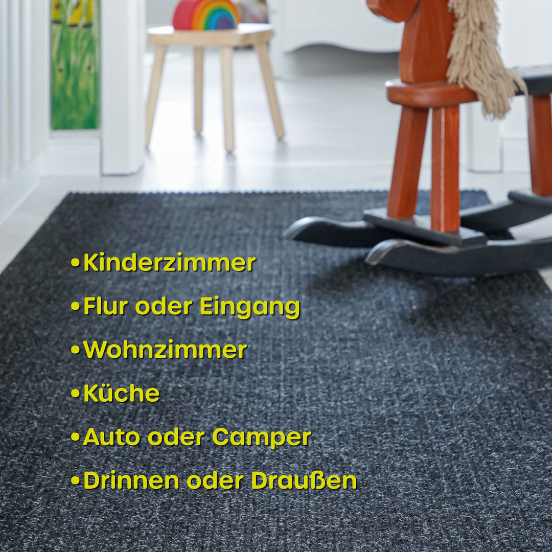 Wetterfester & rutschfester Läufer "Buhai" schwarz & grau für alle Wohnbereiche