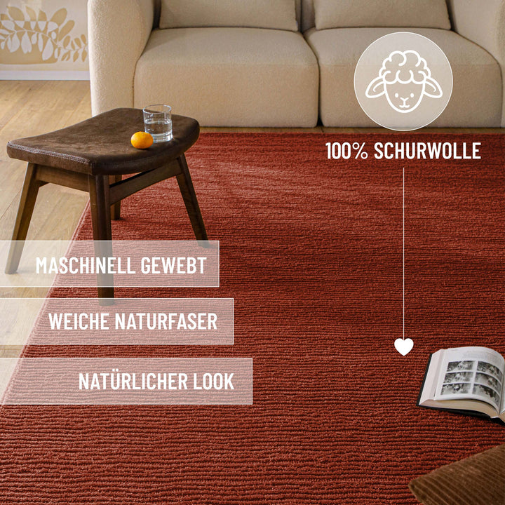 Kurzflor Teppich Castello One Kamin Rot