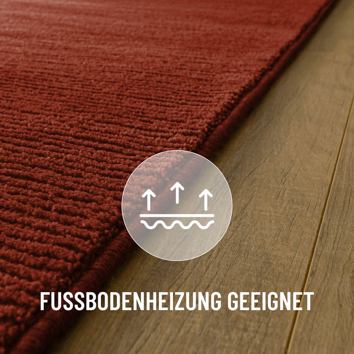 Kurzflor Teppich Castello One Kamin Rot