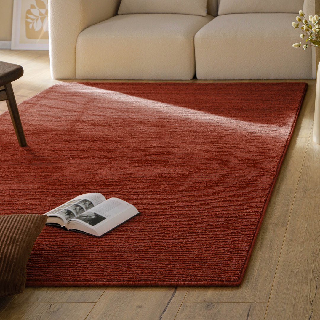 Kurzflor Teppich Castello One Kamin Rot