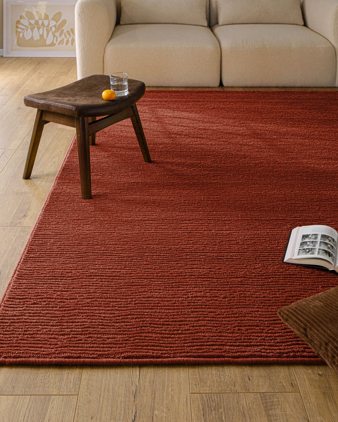 Kurzflor Teppich Castello One Kamin Rot