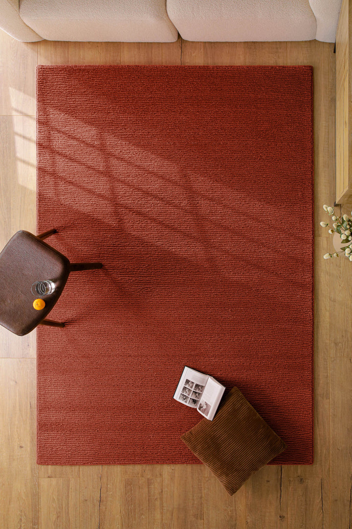 Kurzflor Teppich Castello One Kamin Rot