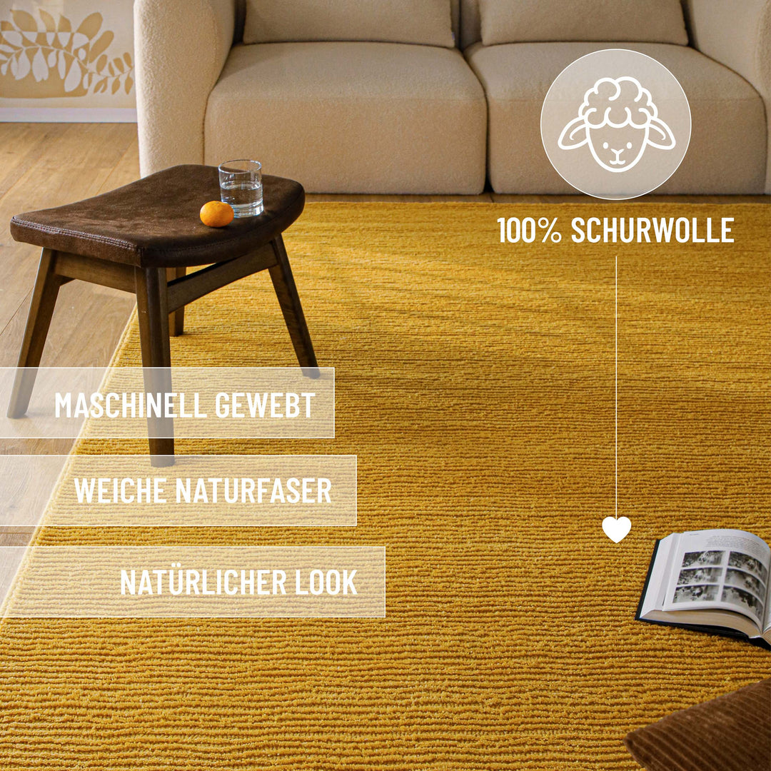 Kurzflor Teppich Castello One Gelb