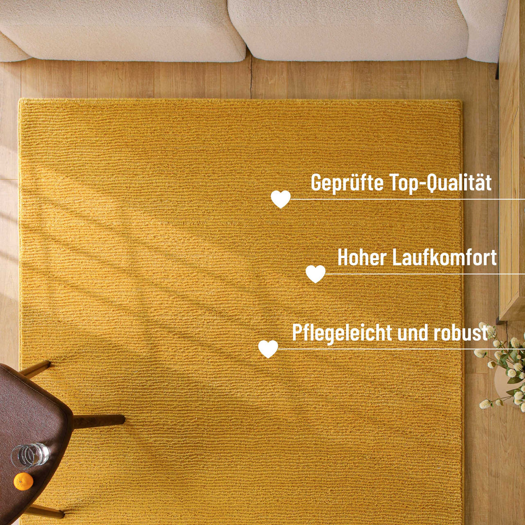 Kurzflor Teppich Castello One Gelb