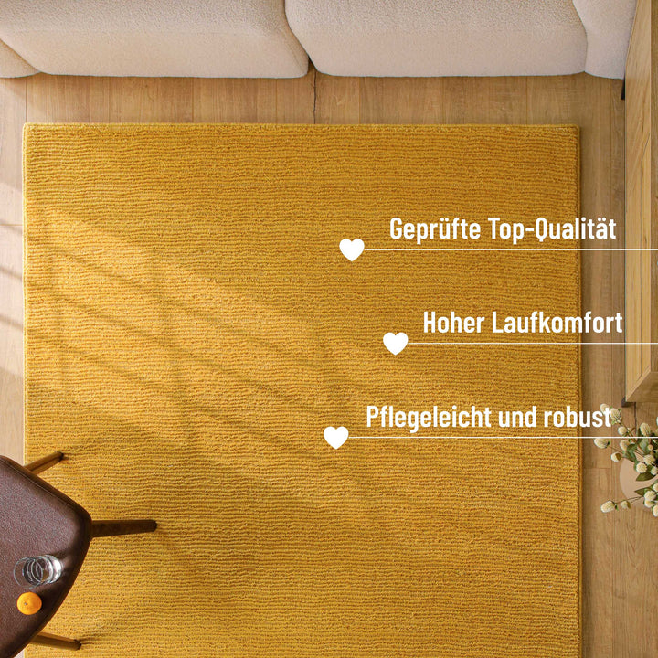 Kurzflor Teppich Castello One Gelb