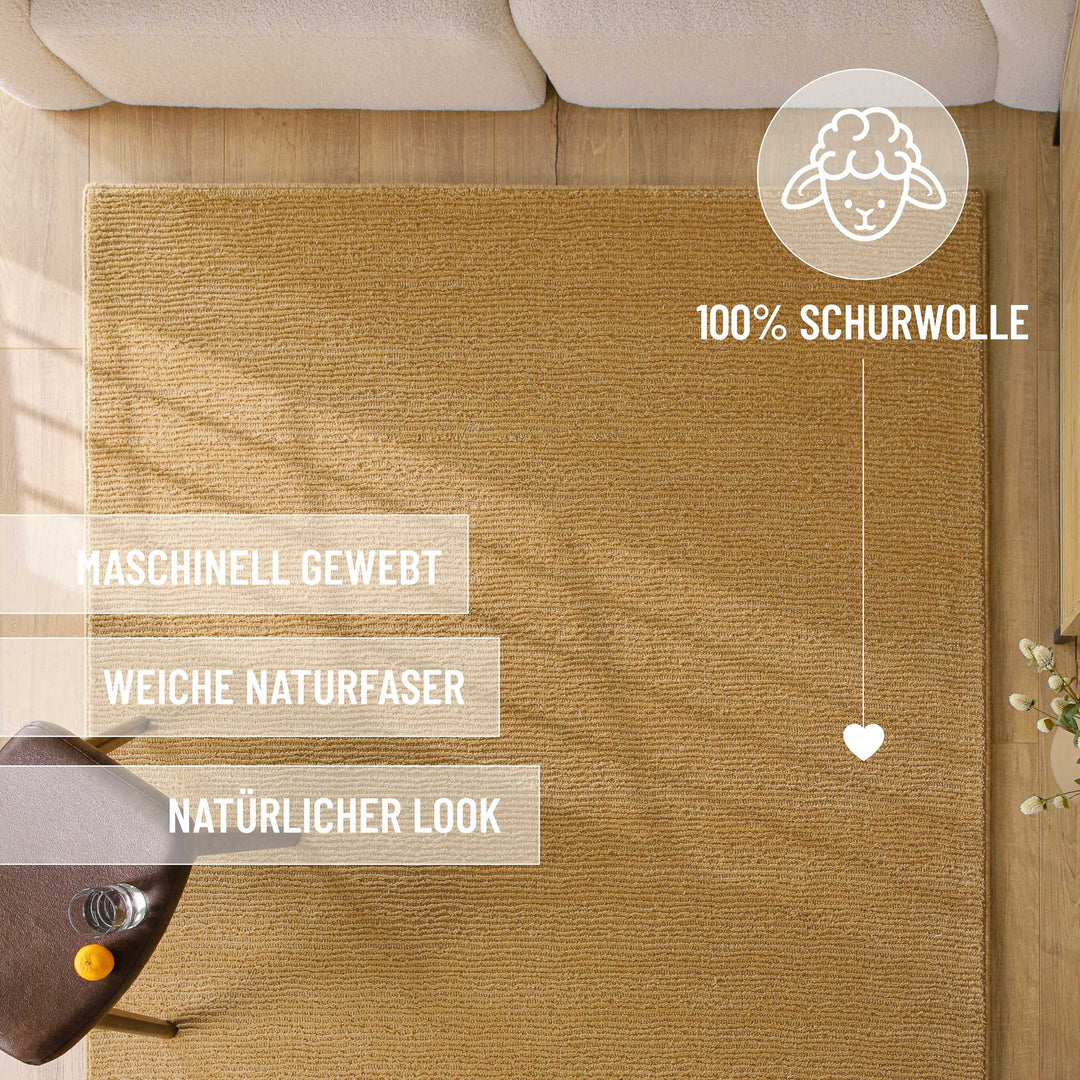 Kurzflor Teppich Castello One Karamell
