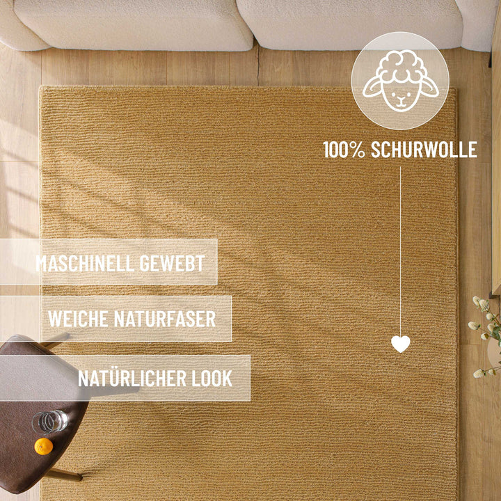 Kurzflor Teppich Castello One Karamell