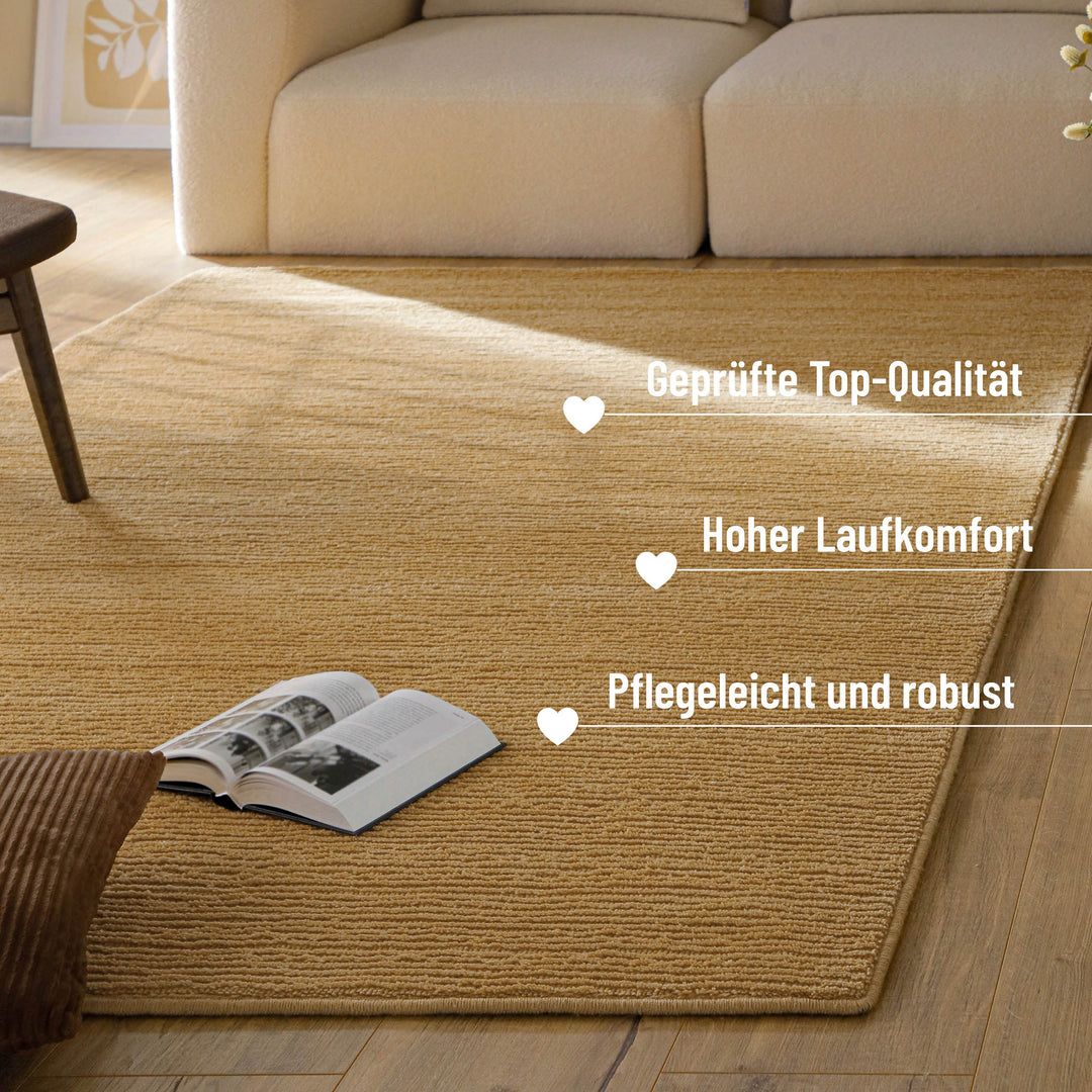 Kurzflor Teppich Castello One Karamell