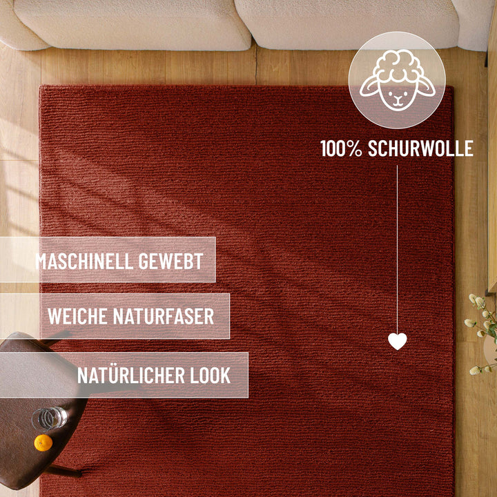 Kurzflor Teppich Castello One Purpur Rot