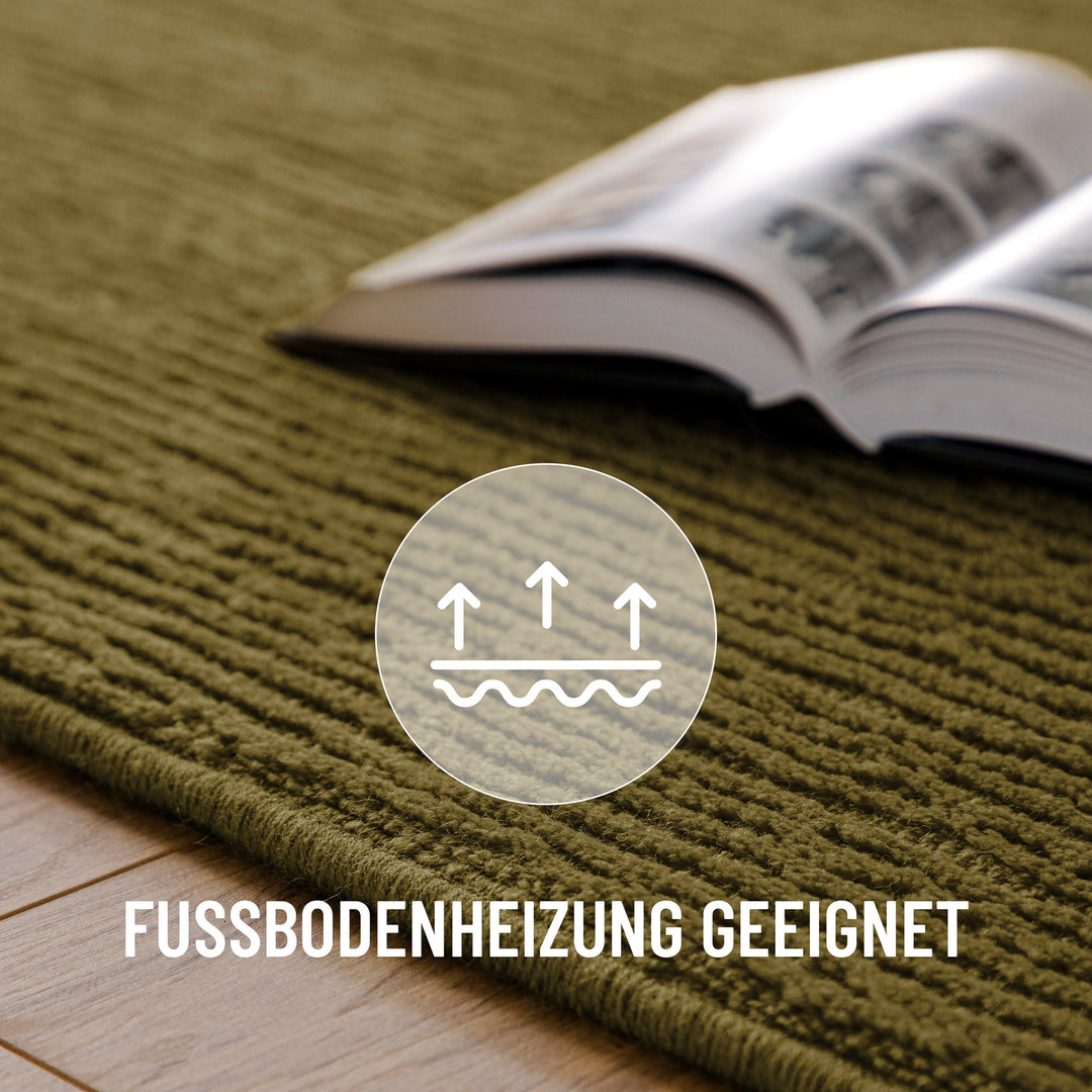 Kurzflor Teppich Castello One Oliv Grün