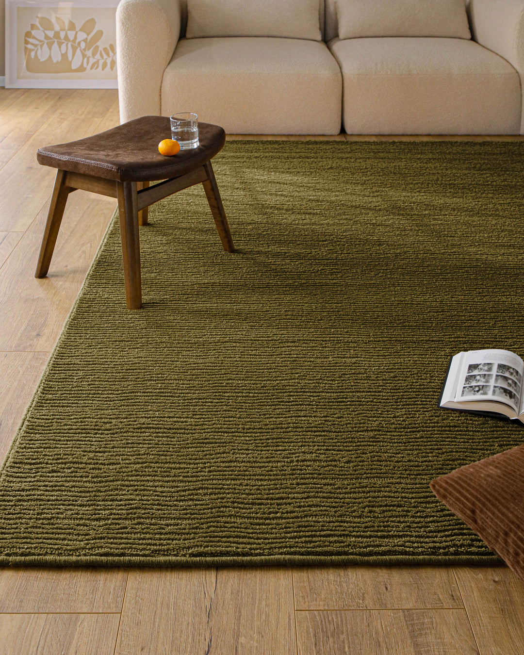 Kurzflor Teppich Castello One Oliv Grün