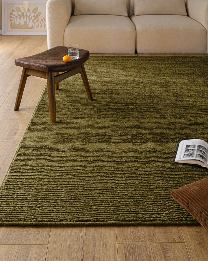 Kurzflor Teppich Castello One Oliv Grün