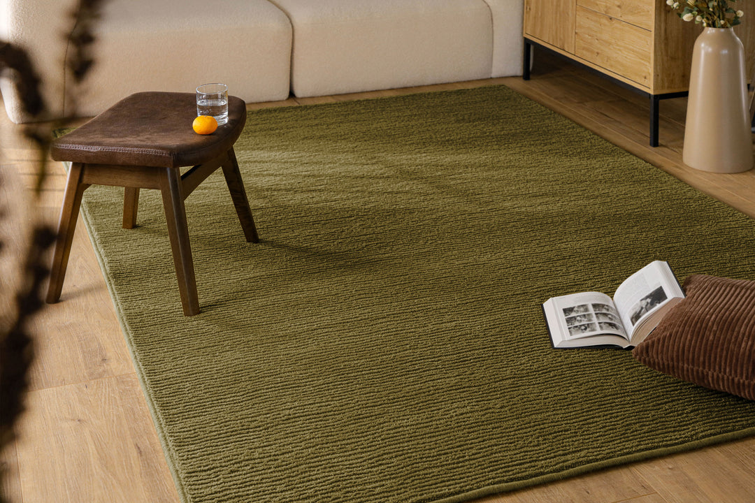 Kurzflor Teppich Castello One Oliv Grün