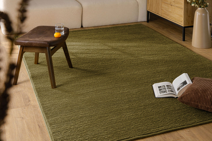 Kurzflor Teppich Castello One Oliv Grün