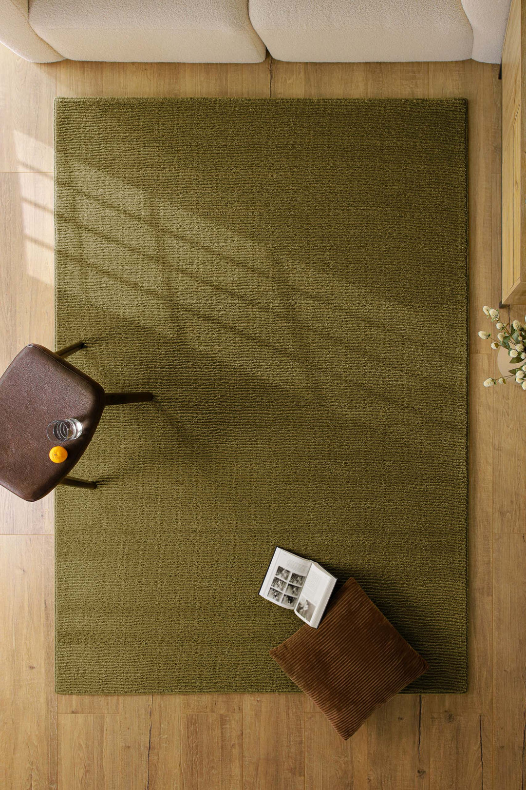 Kurzflor Teppich Castello One Oliv Grün