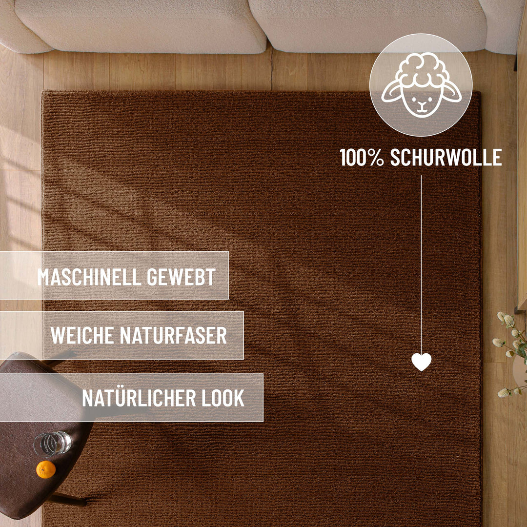 Kurzflor Teppich Castello One Braun