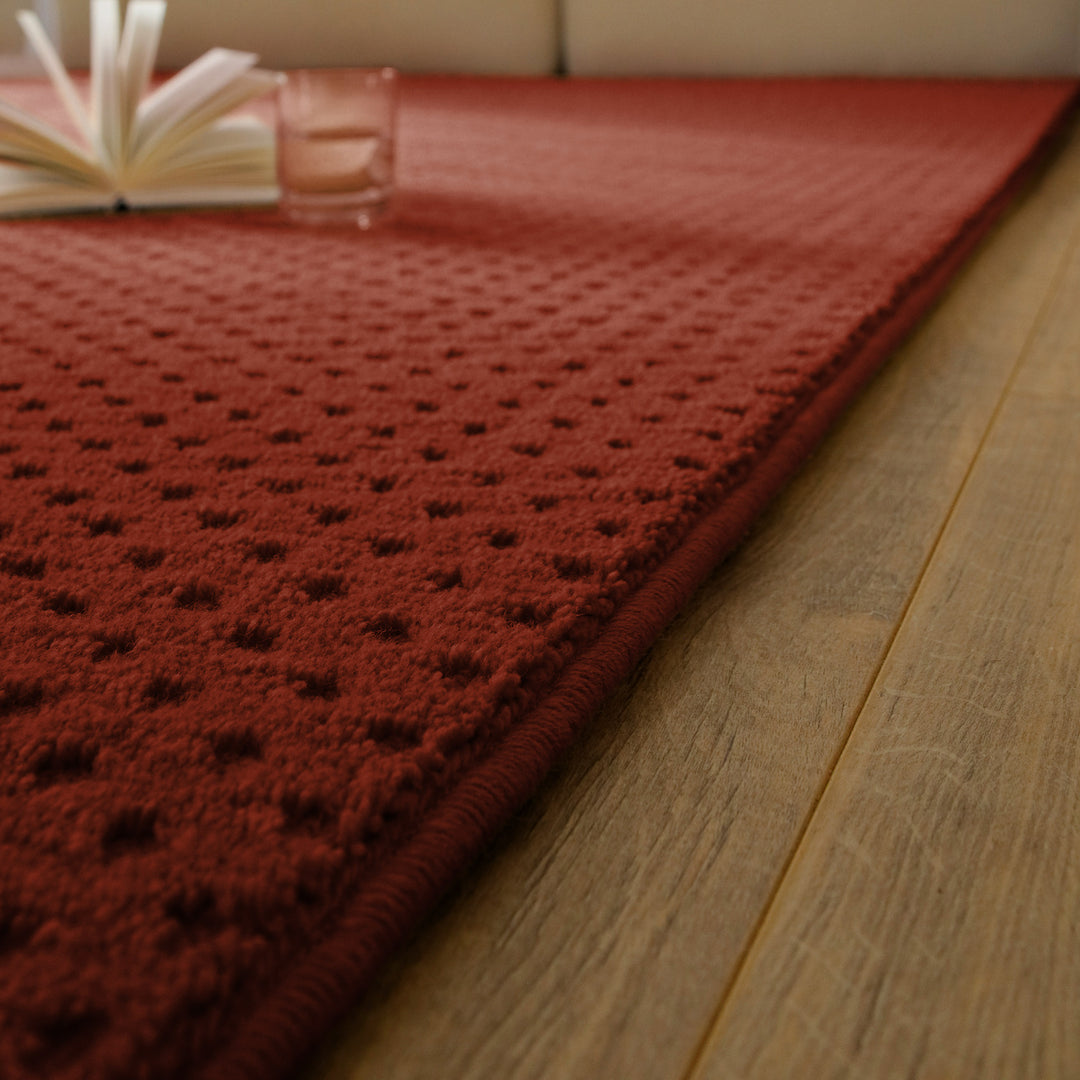 Kurzflor Teppich Castello Three Kamin Rot