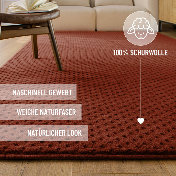 Kurzflor Teppich Castello Three Kamin Rot