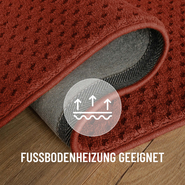 Kurzflor Teppich Castello Three Kamin Rot