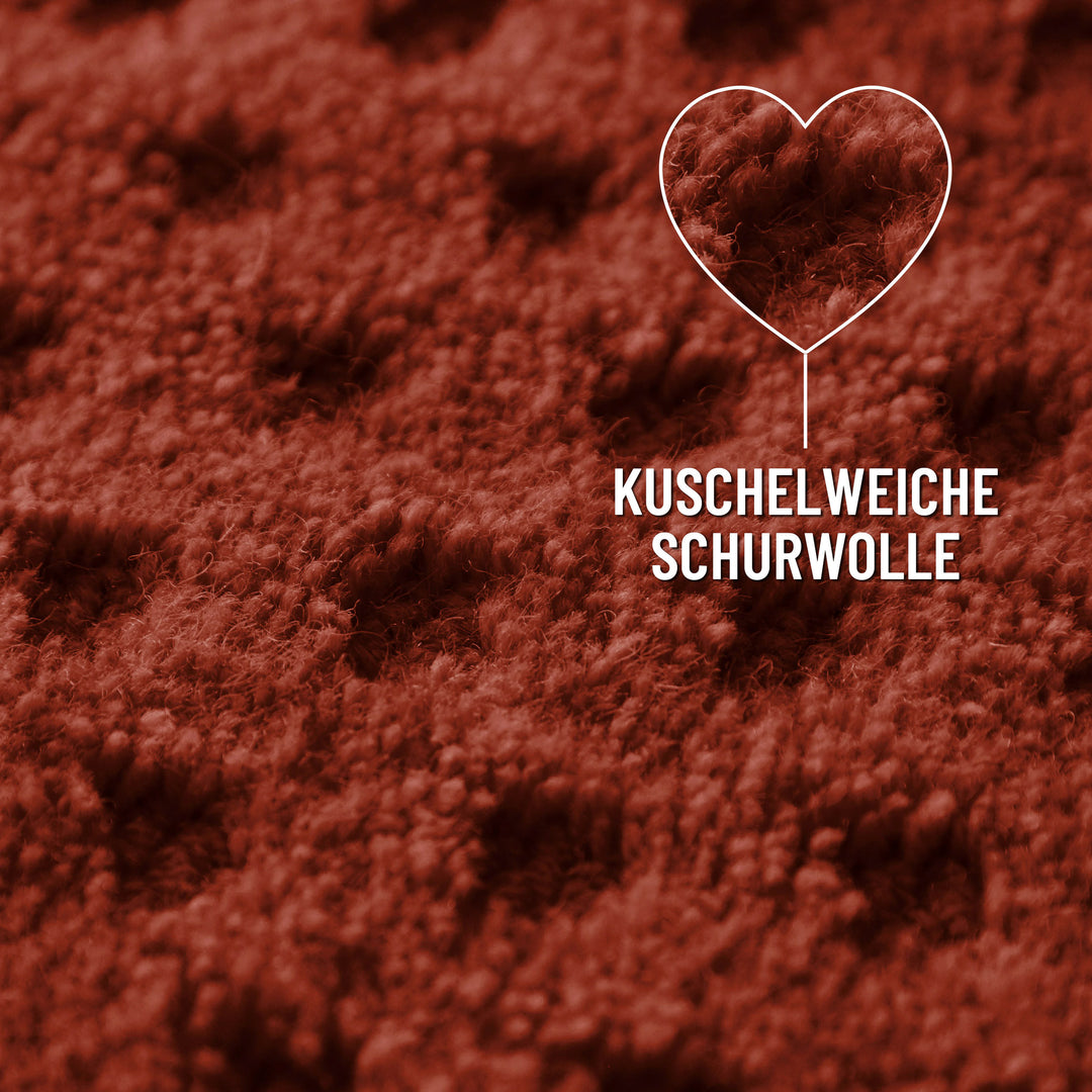 Kurzflor Teppich Castello Three Kamin Rot