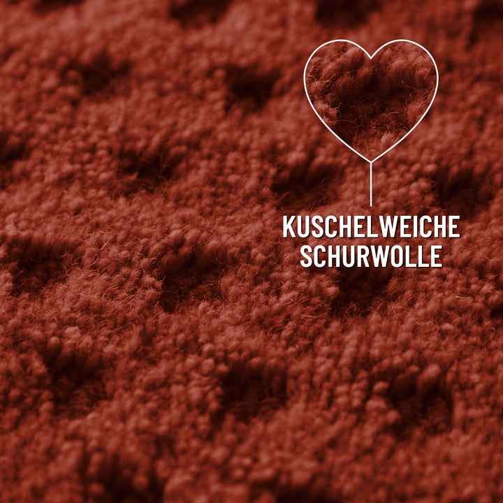 Kurzflor Teppich Castello Three Kamin Rot