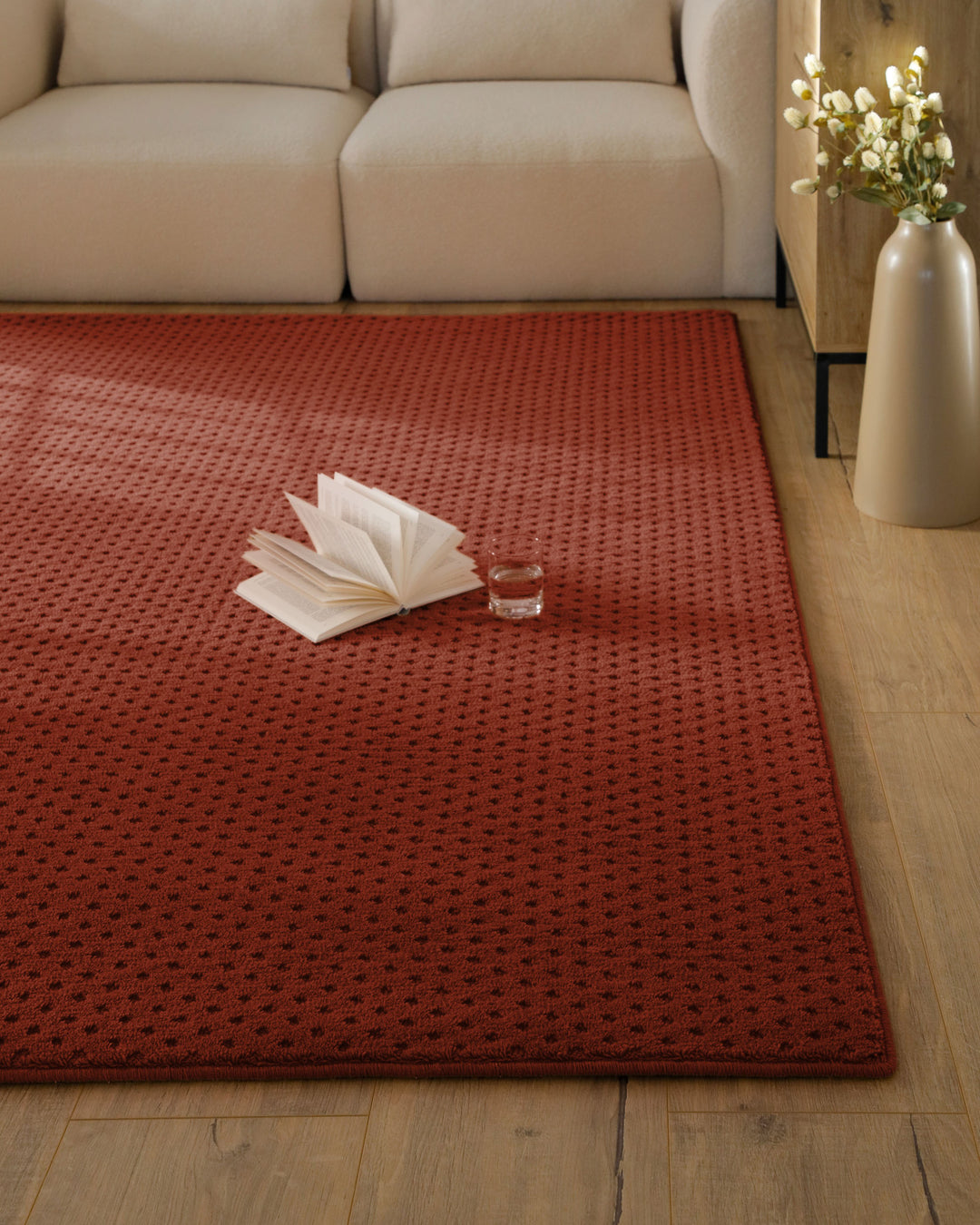 Kurzflor Teppich Castello Three Kamin Rot